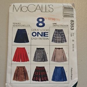 McCALL'S Red Pleated A-Line Skirt Pattern - Style D